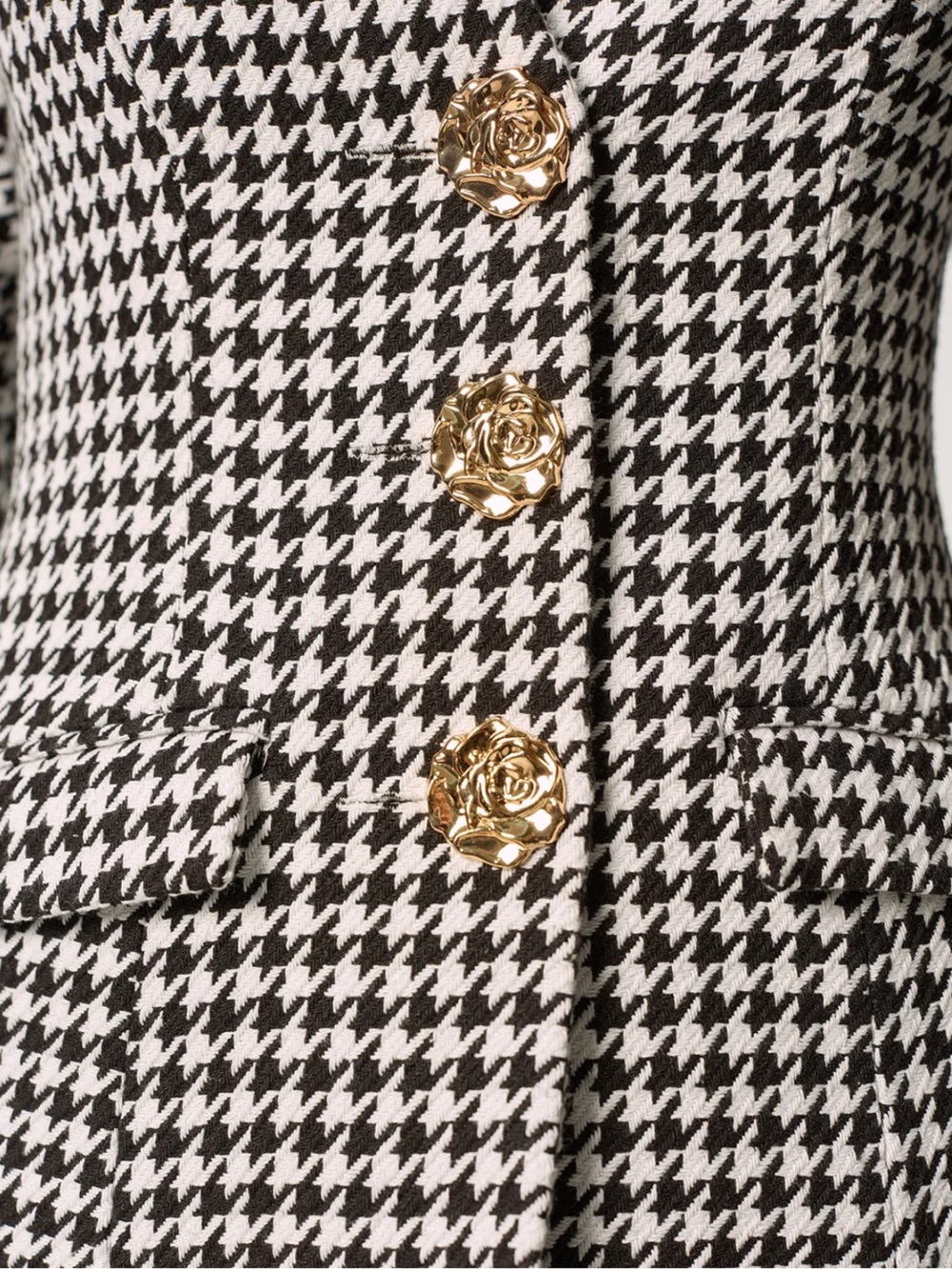 Commense Black White Metal Button Houndstooth Blazer S - Picture 6 of 9